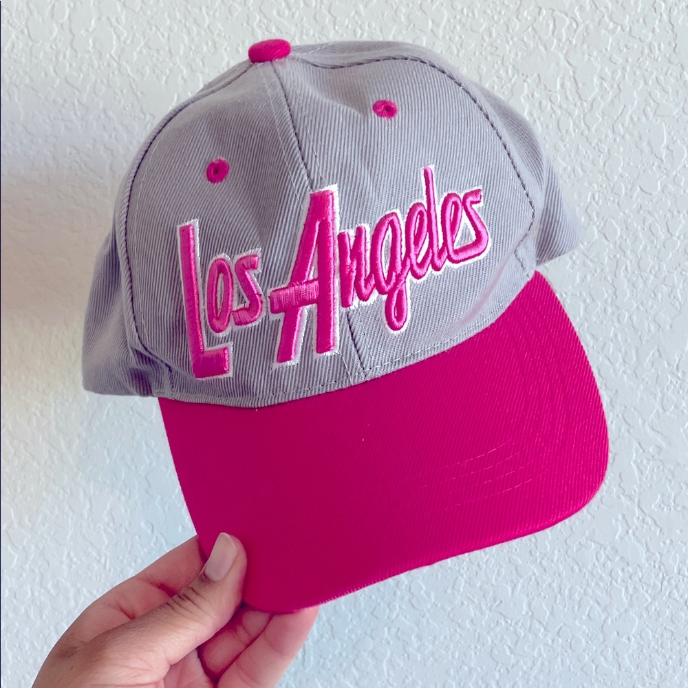 Gray and Pink Los Angeles Cap